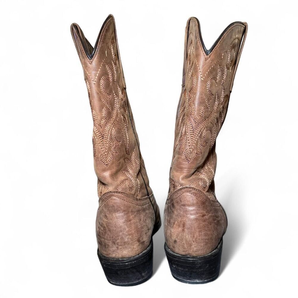 J.B. Dillon Men’s JBR 3205D Brown leather western cowboy boots Sz M9.5D/W11 - Picture 4 of 7